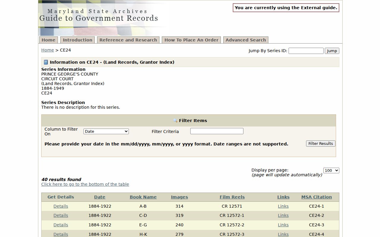 Clinton people directories in the historical Prince George's grantor index