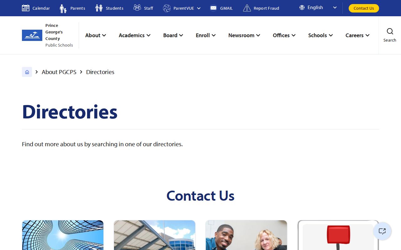 Clinton people directories on the PGCPS directory page