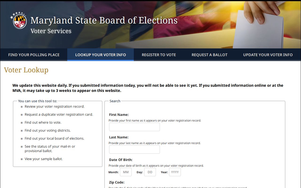 Clinton voter registration records individual lookup screen